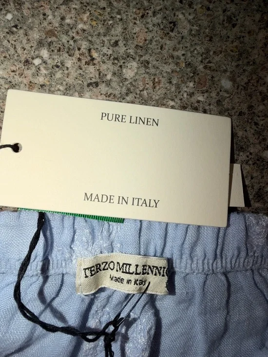 Terzo Millennio Light Blue Pure Linen Pants - Picture 2 of 3